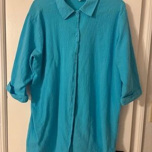 Islander Women’s Size L 100% Cotton Button Down Tunic or Beach Coverup